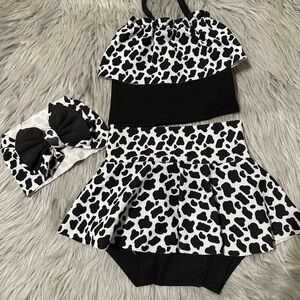 Cow Cowgirl Baby Girl Western Outfit Handmade Size 18-24 months